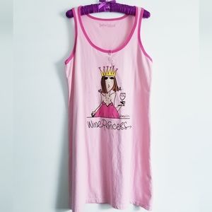 Emerson Street "Wine Princess" Graphic Print Pink Dress Sleepwear Size L/XL